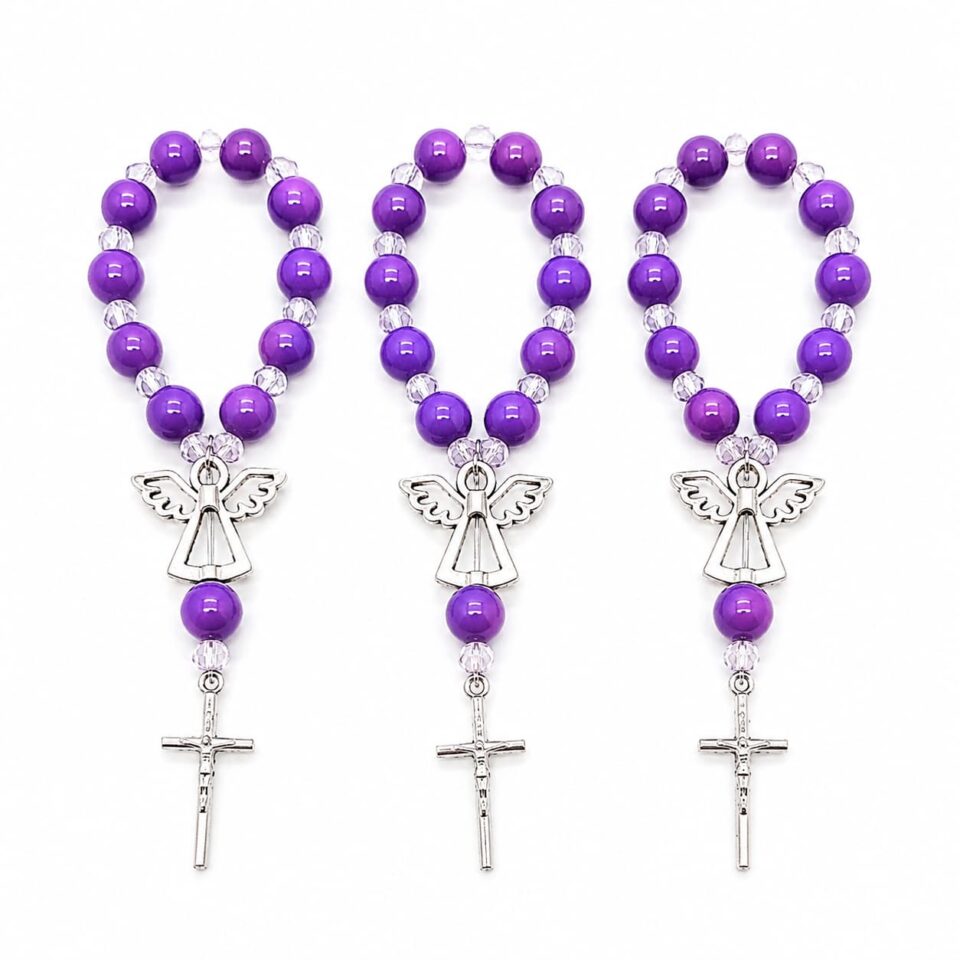 Krunica desetica s anđelom - ljubičasta