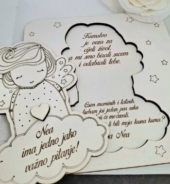 Pitalice za kumstvo za kumu ili kuma drvena