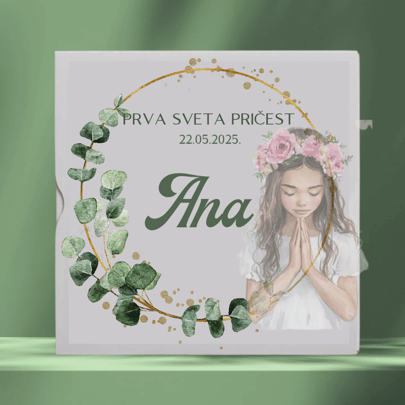 Ukrasna kutija sa personalizacijom za Sveti krštenje, Svetu potvrdu i Prvu pričest