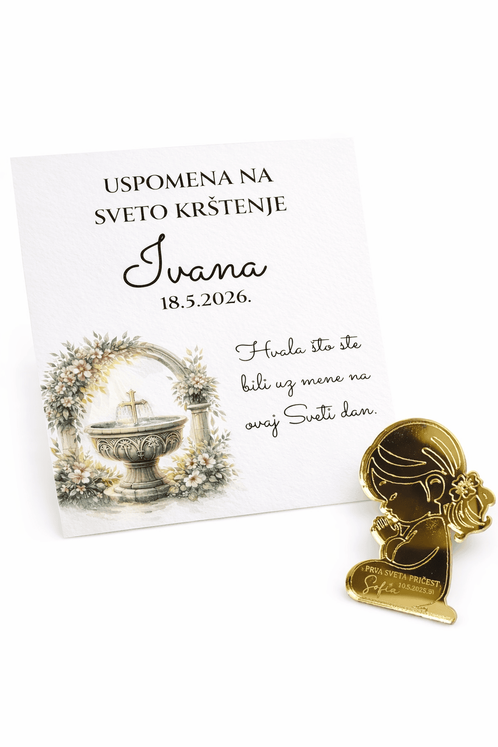 Akrilni zlatni magnet djevojčica