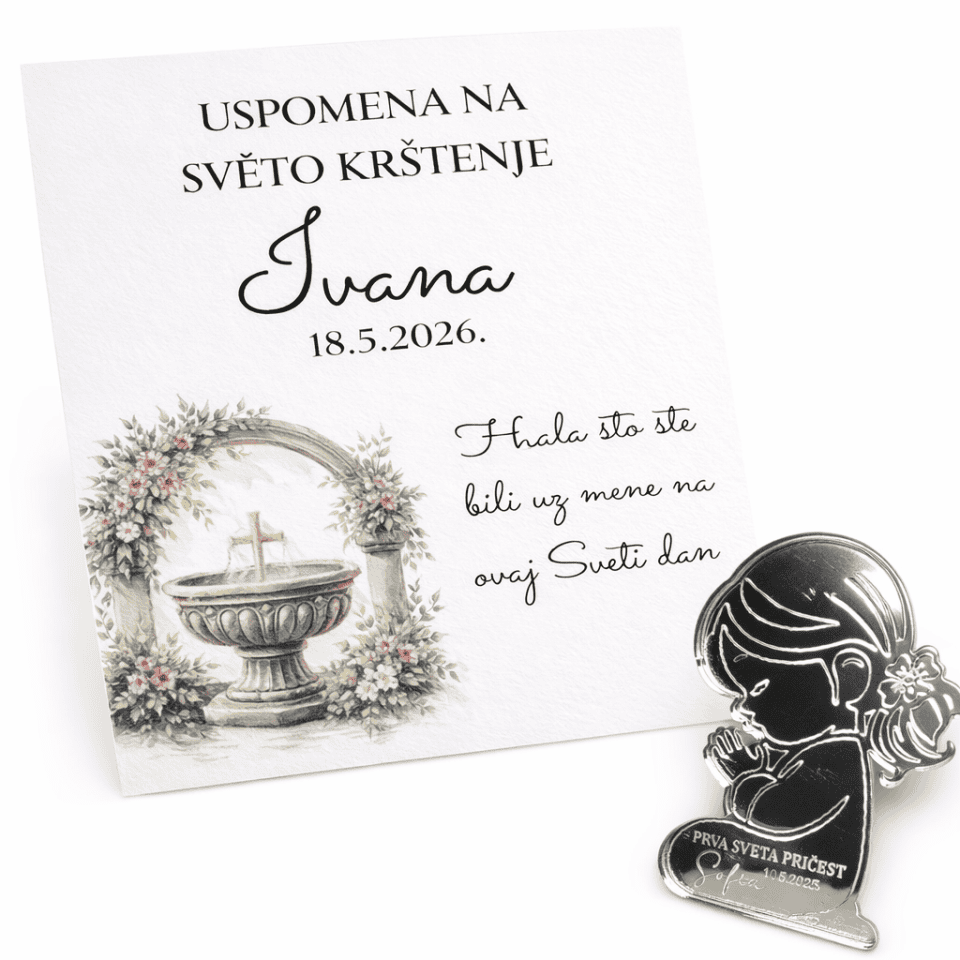 Akrilni srebrni magnet djevojčica