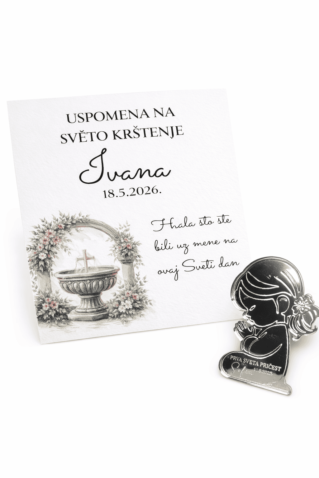 Akrilni srebrni magnet djevojčica