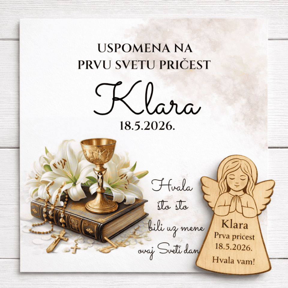 Drveni magnet anđeo  | Personalizirana uspomena
