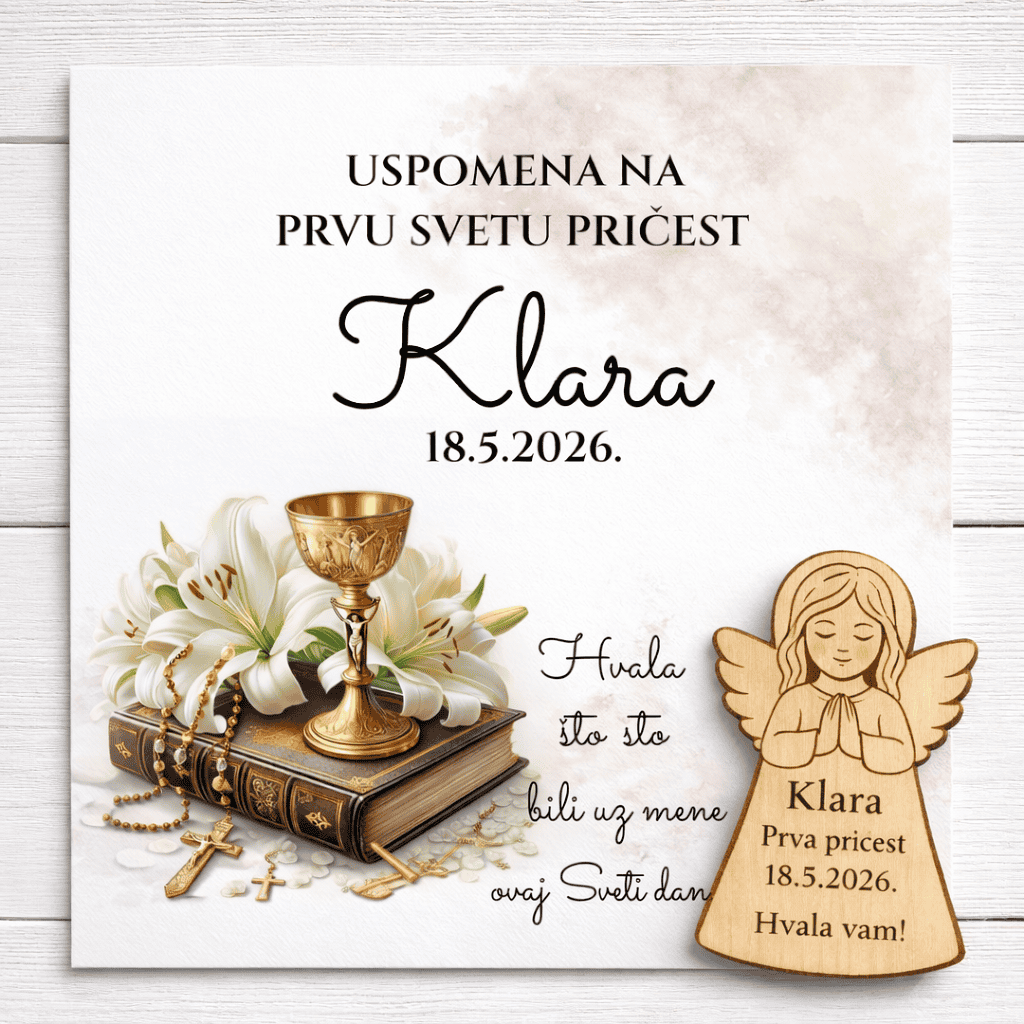 Drveni magnet anđeo | Personalizirana uspomena
