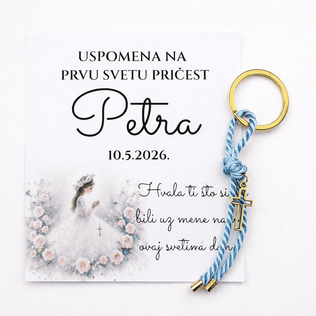 Zahvalnica za sakramente s privjeskom – personalizirana uspomena