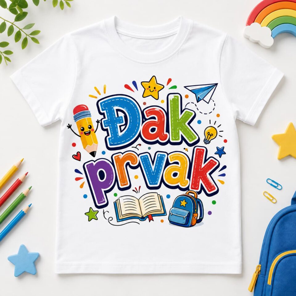 đak prvak, majica đak prvak, dječja majica đak prvak, majica za prvašića, majica za prvi dan škole, majica za polazak u školu, dječja majica za školu, poklon za prvašića, poklon za prvi razred, majica prvi razred, prvašić majica, dječje majice, majica za školarca, prvi dan škole, poklon za polazak u školu